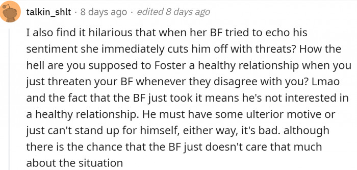 The new boyfriend is there only to nod his head.