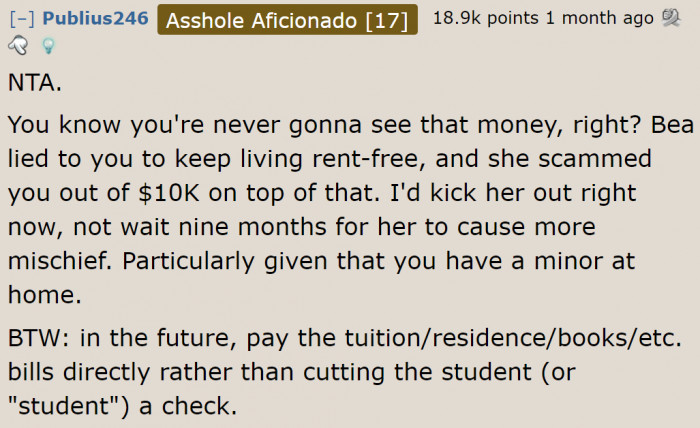 The word that best describes exactly what she did: scam.