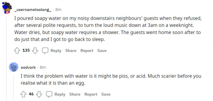 Soapy water requires a shower! Dude's got his ideas clear.