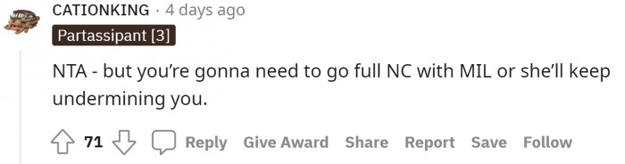 It is damn right! Sooner or later your kids Christmas would be screwed because of your MIL.