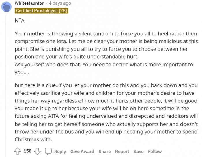 But most people agree that OP was right.