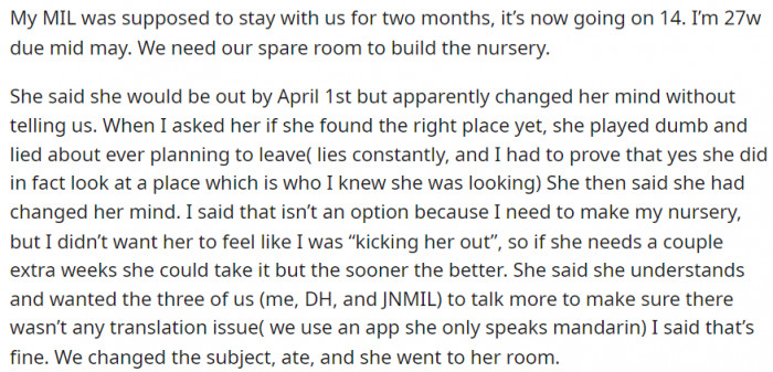 This is how it all started. After MIL went to her room, all hell broke loose.