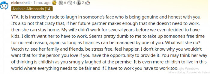 She didn't deserve to be laughed at.