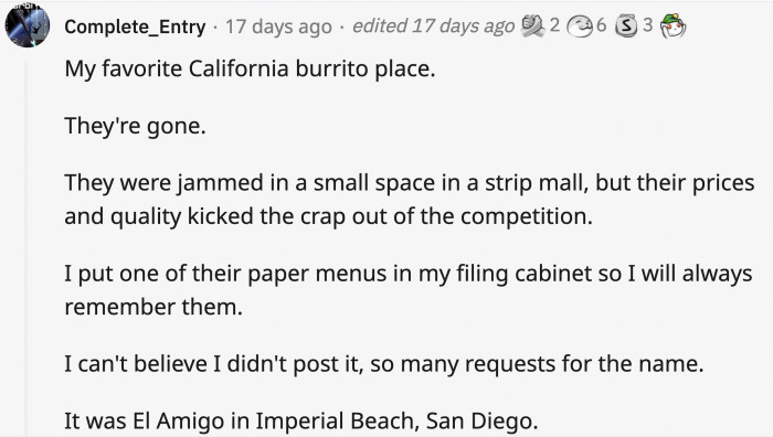 24. That favorite local spot that you hold near and dear to your heart. Special mention to El Amigo, who have many patrons missing them!