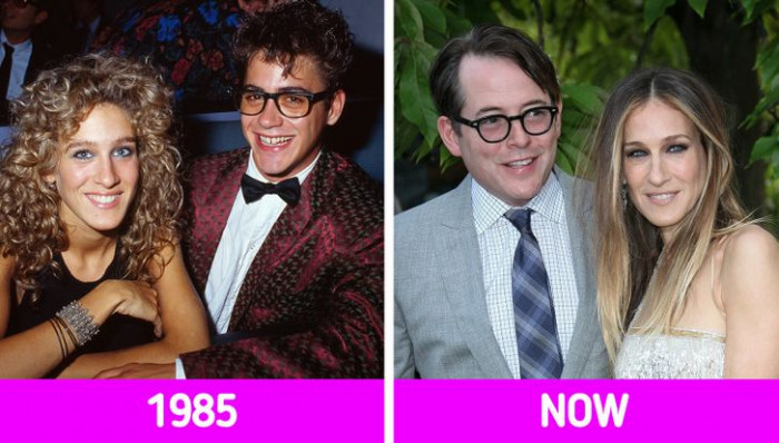 3. A young Robert Downey Jr. and a young Sarah Jessica Parker were together for seven years until they split up in 1991.