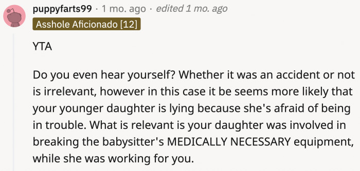 The 9-year-old is trying to wriggle her way out of trouble, and it's working.