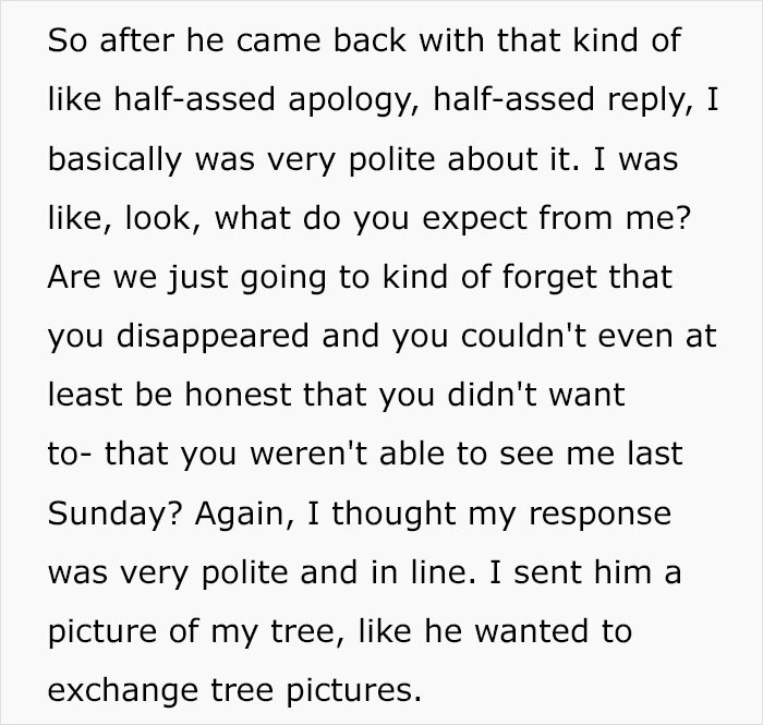 She explained that she sent him a 