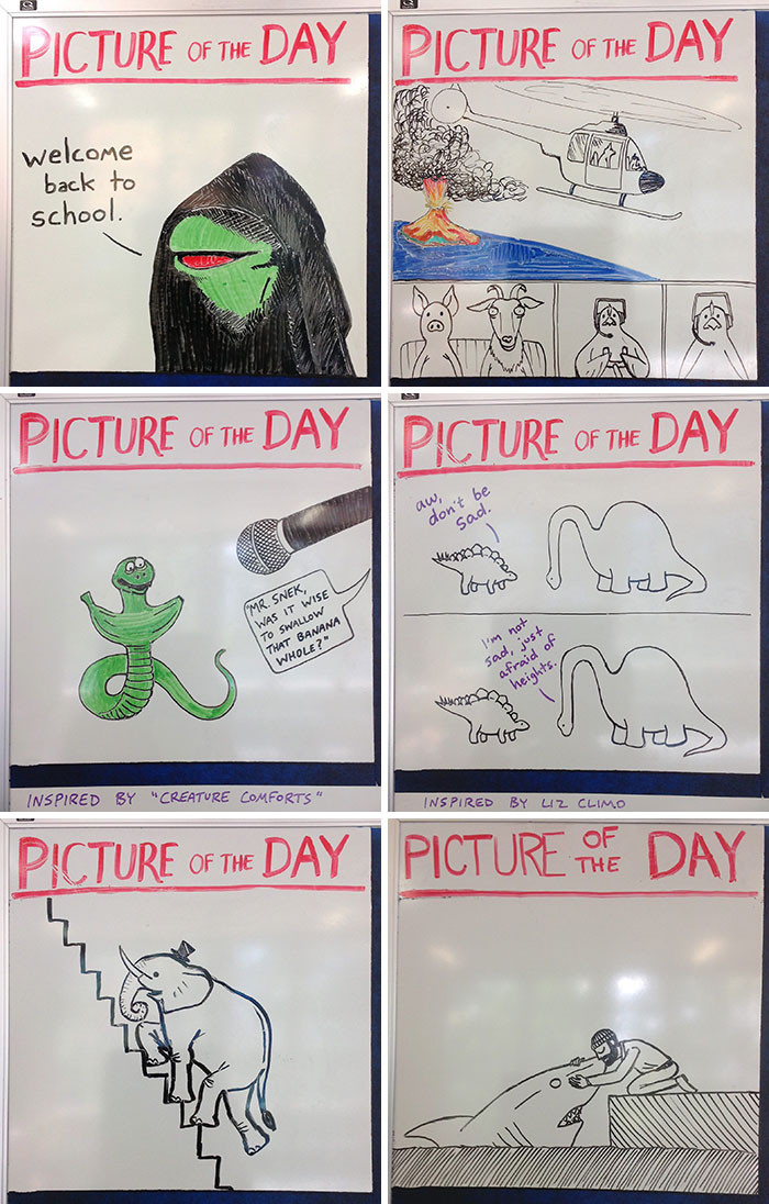 #30 This High School History Teacher Has Been Drawing Picture Of The Day For His Students The Past Five Years