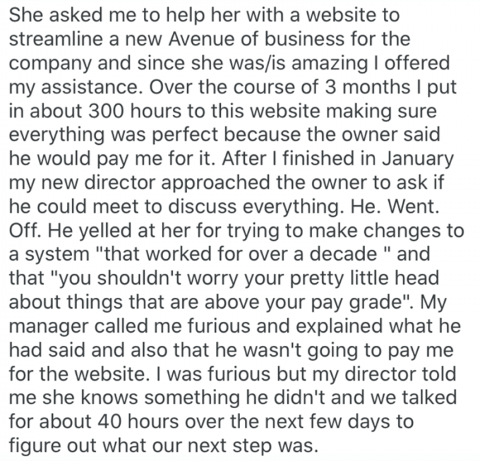 Part Four: Cheapskate owner is not interested.