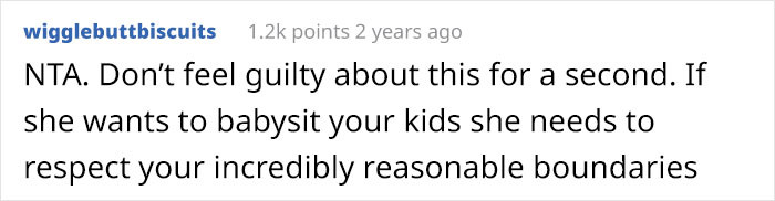 Then the first comment rolled in, stating that she's NTA.