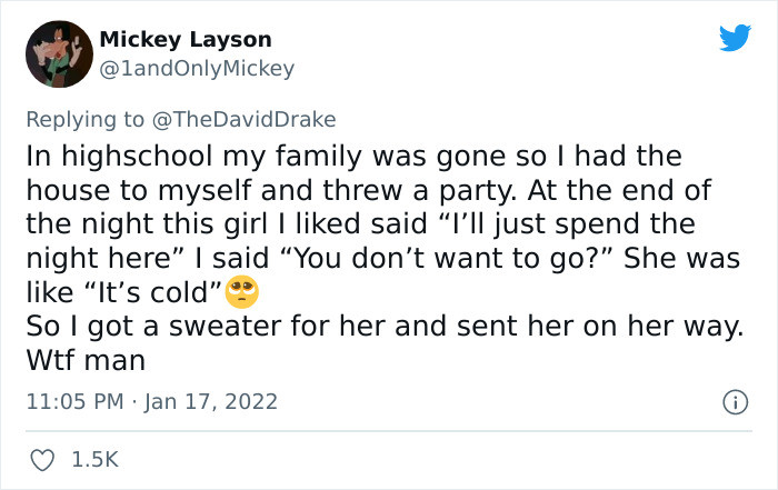 6. He just gave her a sweater and sent her home...