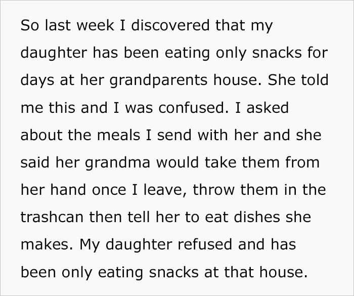 Eventually, he discovered that his MIL had gone one step further; she had started throwing out the meals he was cooking for his daughter.