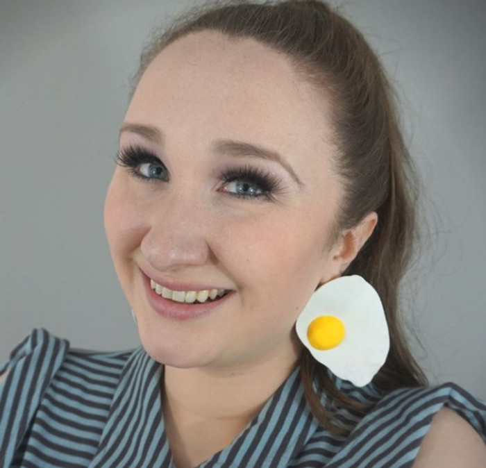 9. Yaay, I made earrings out of fried eggs