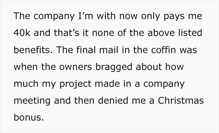 The owners of his company sound insufferable