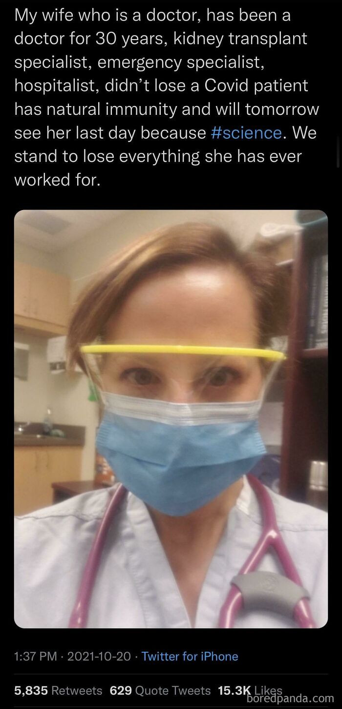 32. 'A “Doctor” Who Refuses to Get Vaccinated and Doesn’t Believe in Science Loses Job. Good Riddance, Let Actual Professionals Replace This'