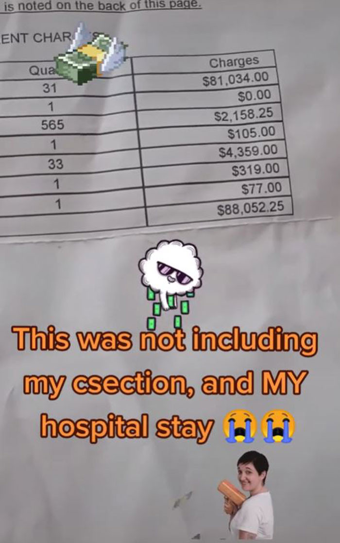 The C-section for this case wasn't even included, and the charges are already overwhelming.