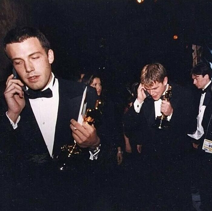 30. Ben Affleck And Matt Damon Calling Their Moms After Bagging The Oscar For 