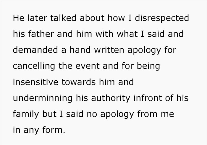He demands a written apology.