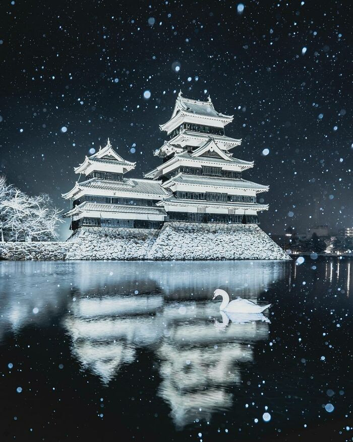 31. Matsumoto Castle on a winter night, Nagano Prefecture, Japan