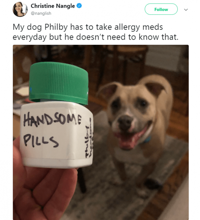 He's allergic to not being handsome