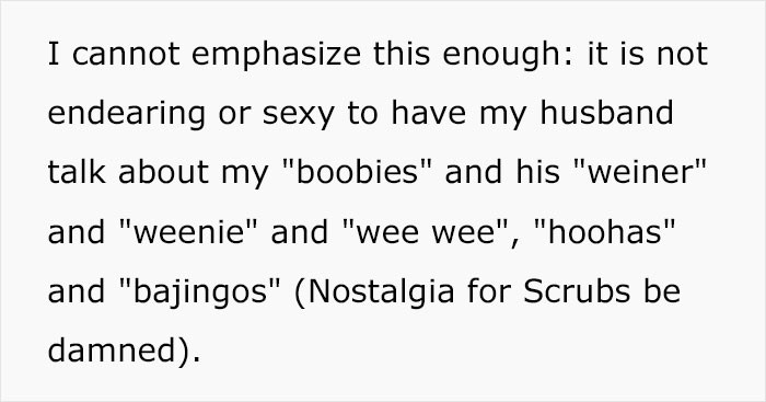 She explains how it has affected their sex life.