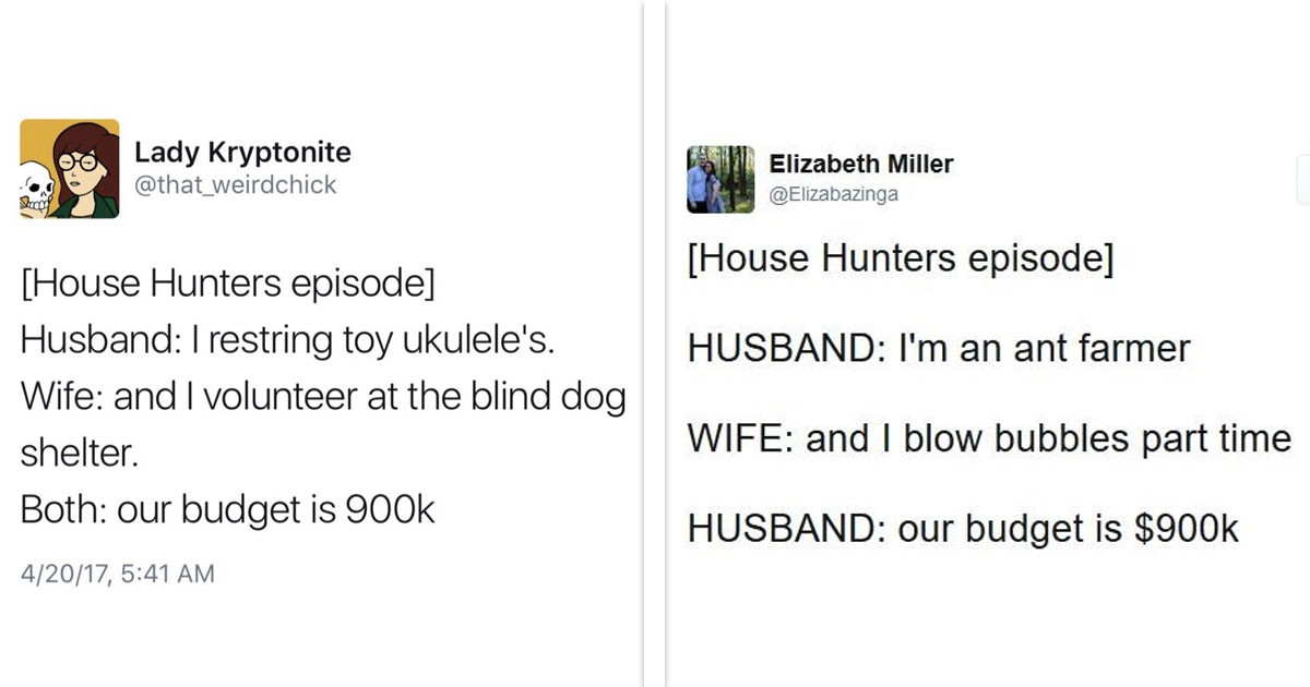 Hilarious Tweets Roasting The Ridiculous Jobs Every Couple From ‘House Hunters’ Have