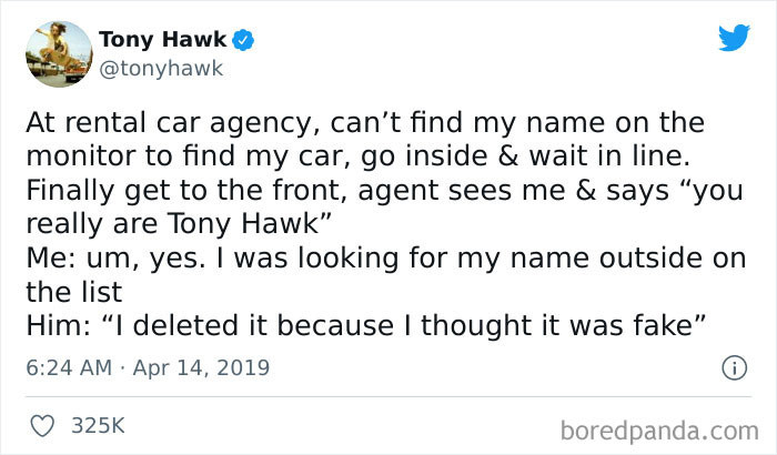 16. Tony Hawk Tries to Rent a Car