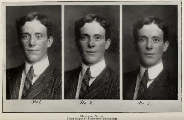 The three stages of elementary retouching.