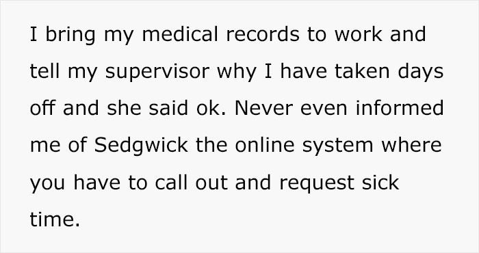 When she returned to work after a few days off, she explained that she had suffered a miscarriage.