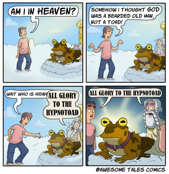 4. Hilarious as ever! A toad hypnotizes people, and if that wasn't enough even god is hypnotized by him. Hypnotoad! 