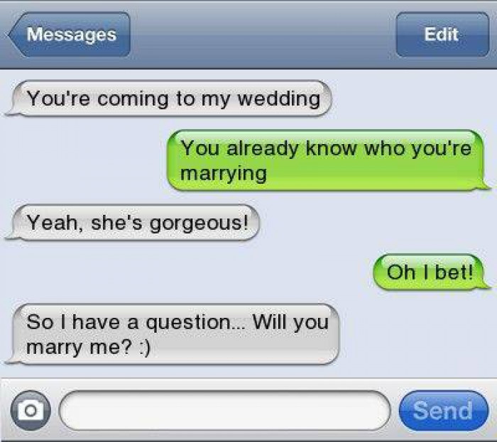 4. Proposing via text, ouch