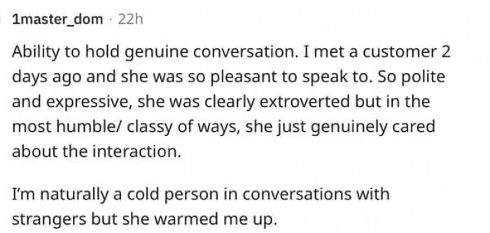 10. Genuine conversation