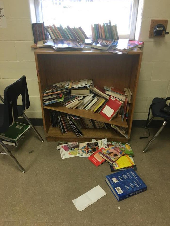 Julie included several photos of her classroom, showcasing the state she says it is left in daily.