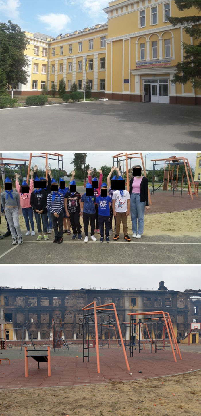 6. This photo of a playground in front of a destroyed school shows us who the real victims of a war are.