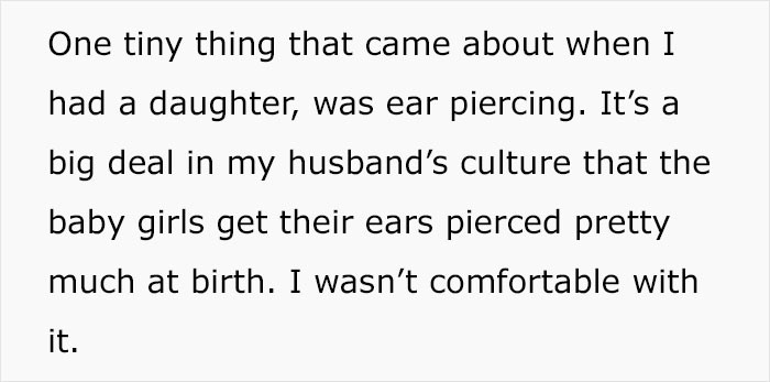 She talks about ear piercing and what she and her husband are comfortable with.