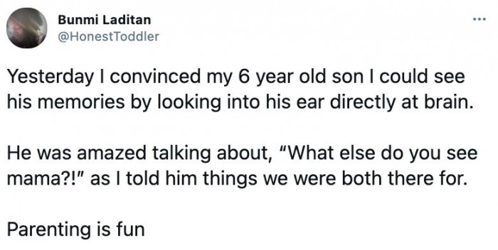 1. Seeing his memories through his ear.