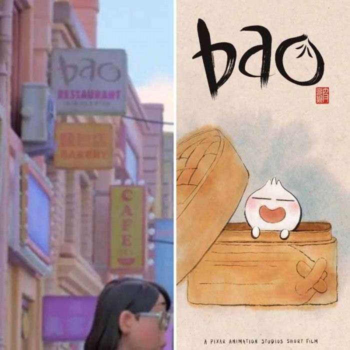 5. While Mei is walking through the streets, you can see a shop sign for Bao dumplings, an obvious nod to the short film