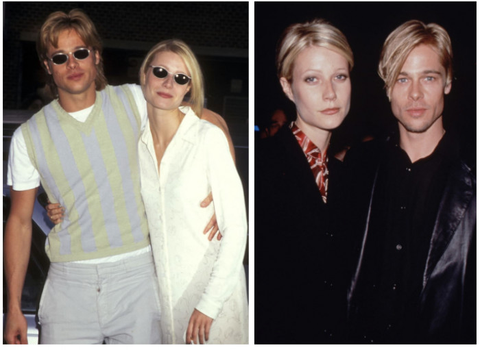 Brad Pitt and Gwyneth Paltrow in their seemingly matching clothes.
