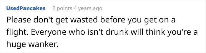 Avoid getting wasted before a flight