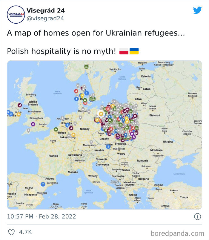 21. A map of Polish homes open to Ukrainian refugees