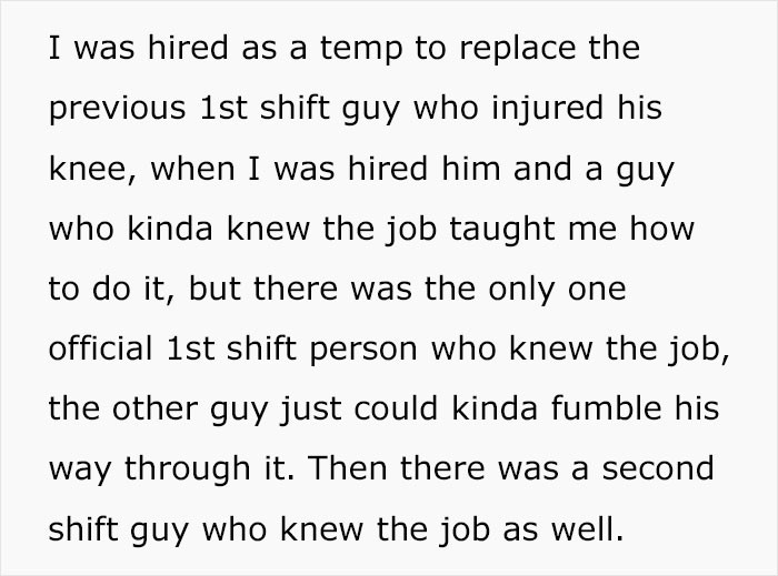He was hired as a temp