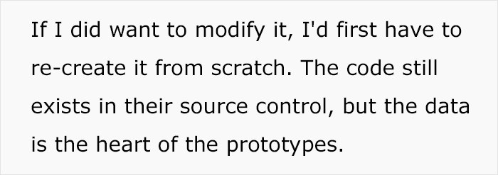 The data the company needed is no longer available.