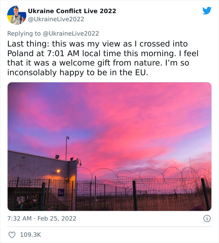 He shares a picture of what he was greeted with when he finally made it to Poland. 