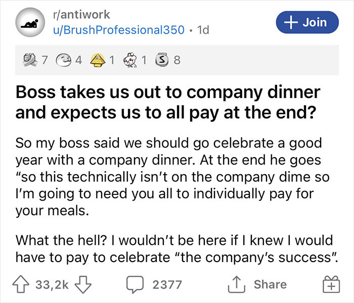 One redditor posted his experience about a cheapskate boss.