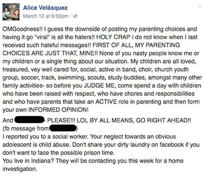 And subsequently received a lot of criticism from strangers regarding her parenting choices.