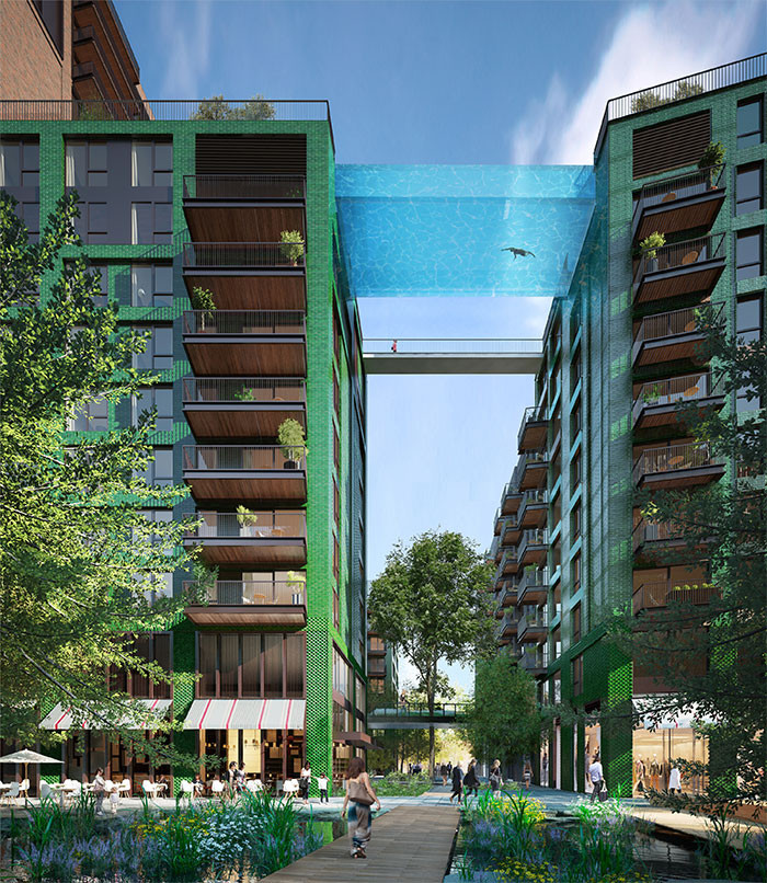 The world’s first translucent “sky pool” that hangs between two buildings is set to open next spring