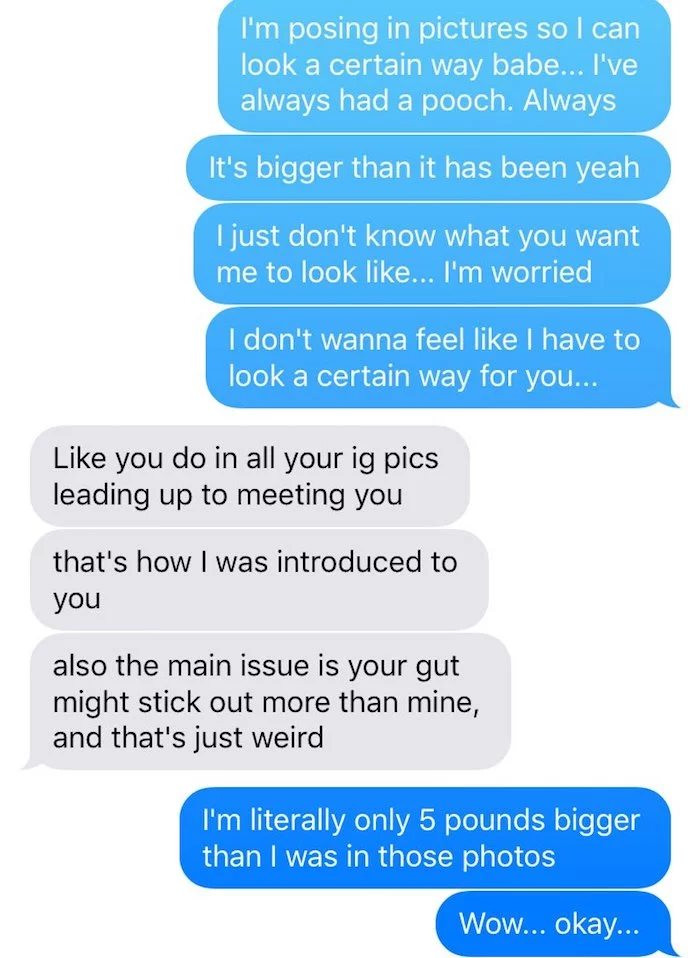 Screenshots of the conversation she had with her boyfriend: