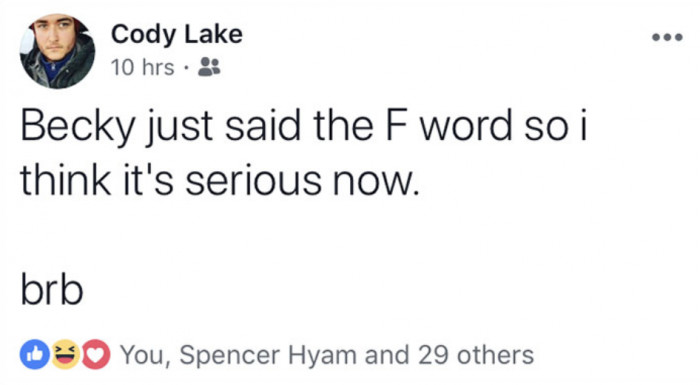 It's getting real! Cody excuses himself—