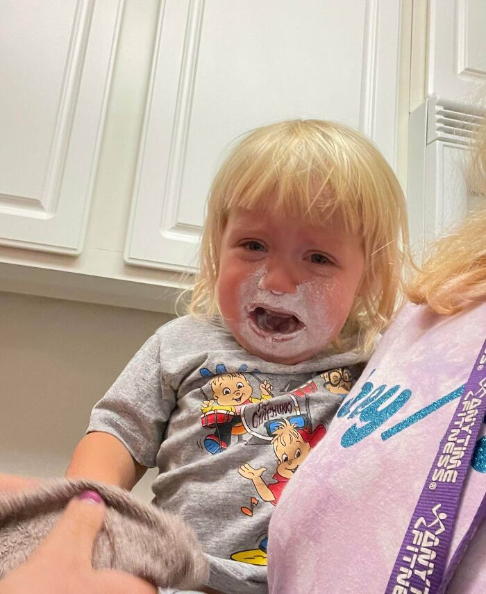 Powdered creamer exploded in this kid's face because she kept squeezing it. Now her nose drains creamer.