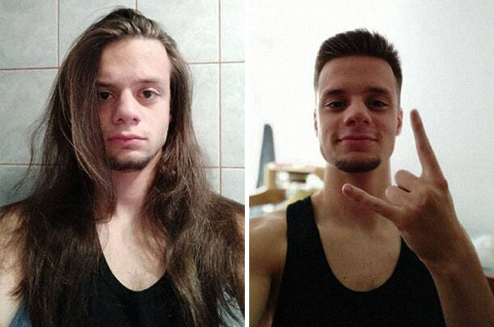 30 Pictures Of Men Who Had A Fast Transformation After They Had Their Long  Hair Cut Off Will Leave You In Awe